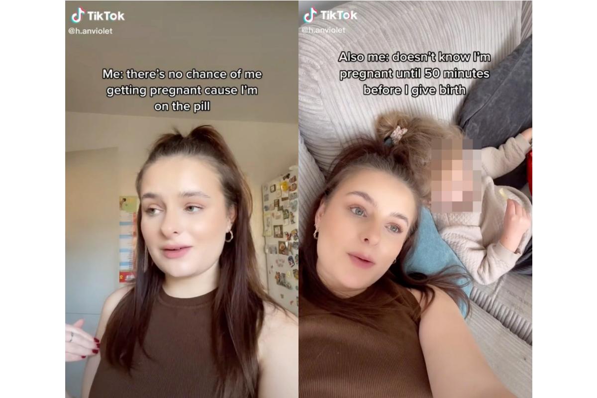 Hannah viralizou no TikTok após publicar o vídeo contando sobre o parto surpresa 