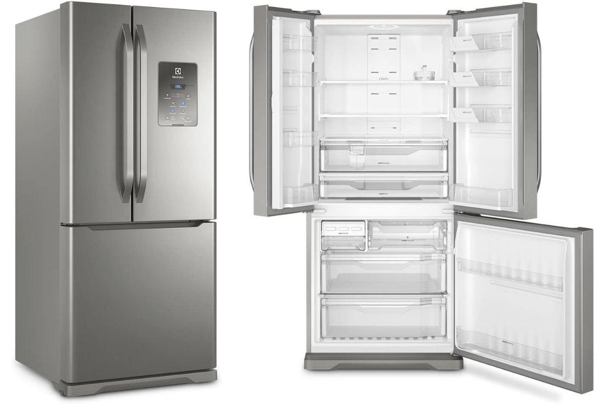A geladeira frost free da Eletrolux de 579 litros com freezer embaixo e três portas é recomenda para uma família com 6 pessoas ou mais