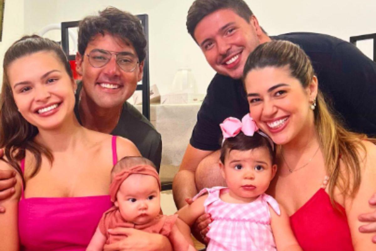 Bruno de Luca e Vivian amorim fazem encontro de famílias