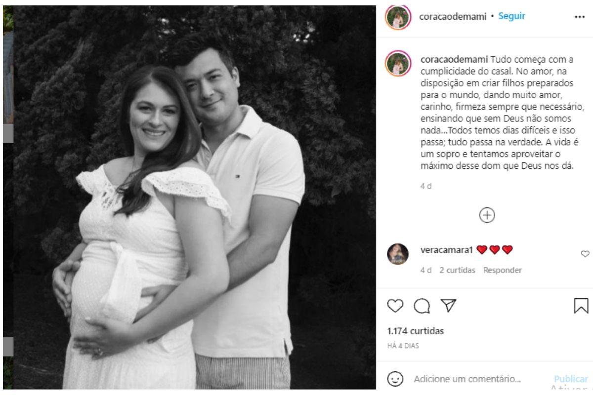 O casal anunciou a nova gravidez no Instagram