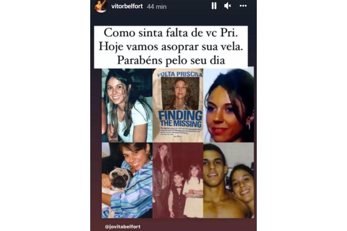 Jovita Belfort publicou a homenagem no Instagram e Vitor republicou em seu perfil