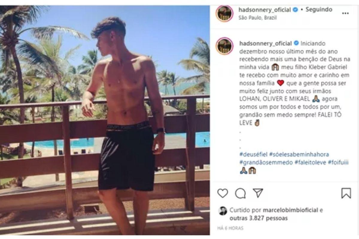 Hadson homenageou o filho no Instagram 
