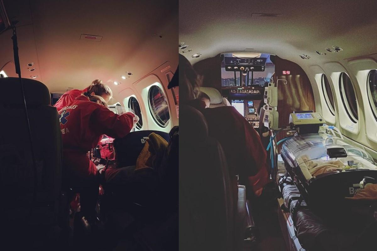 Letícia Cazarré mostrou fotos da filha na UTI aérea 