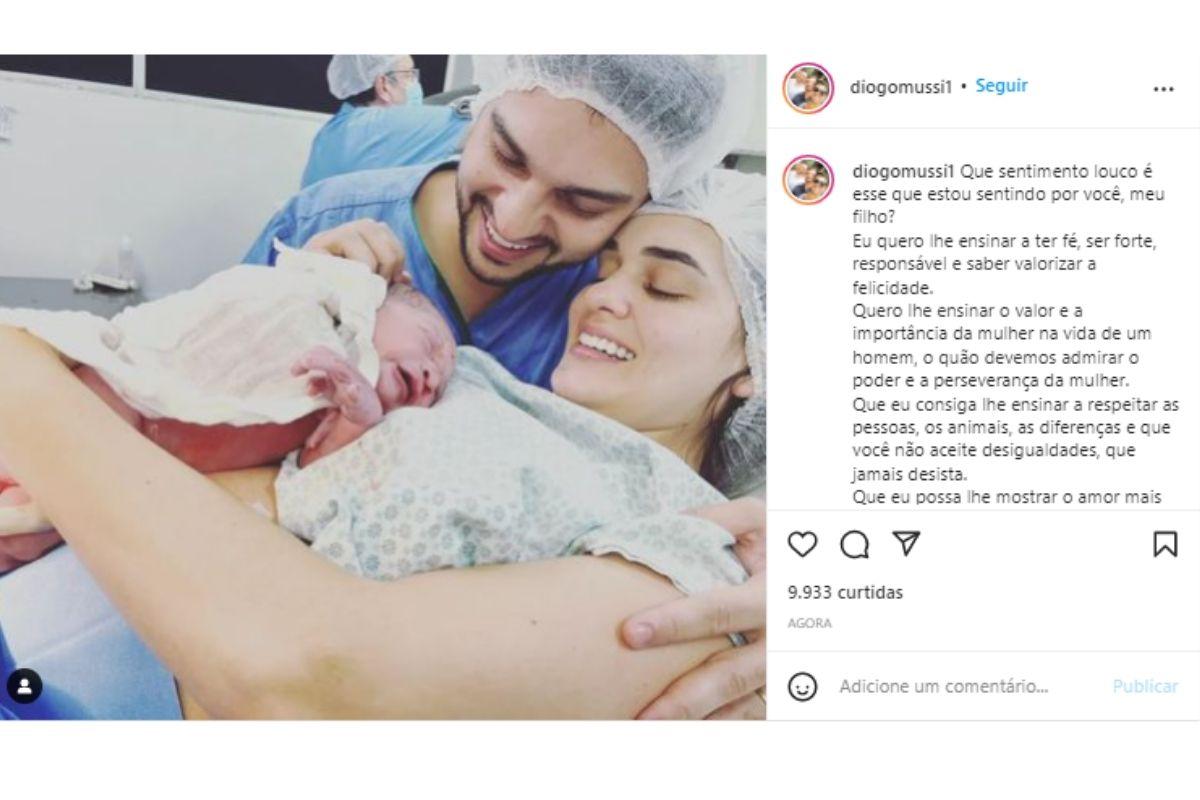 Diogo Mussi comemorou a chegada do primeiro filho no Instagram
