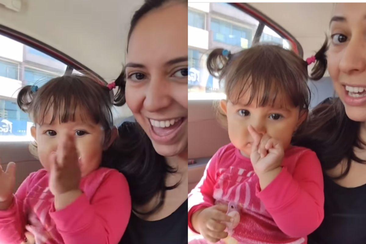 Bebê de 1 ano aprende sinais de libras com a mãe