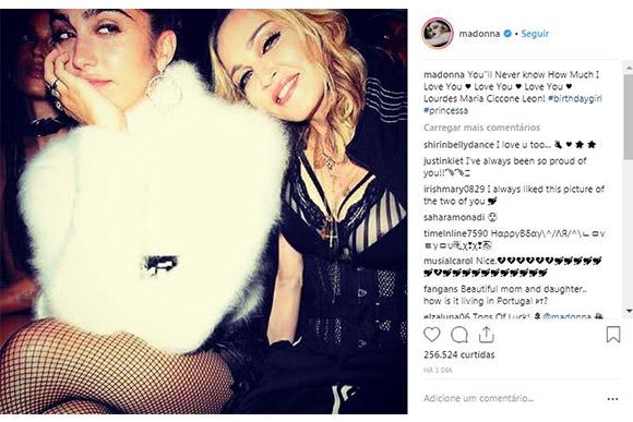 Madonna faz homenagem de aniversário à filha Lourdes (Foto: Reprodução/ Instagram @madonna)