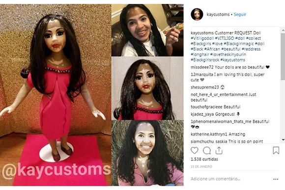 Kay Black é uma artesã norte-americana que iniciou uma linha de bonecas com vitiligo (Foto: Reprodução/ Instagram @kaycustoms)