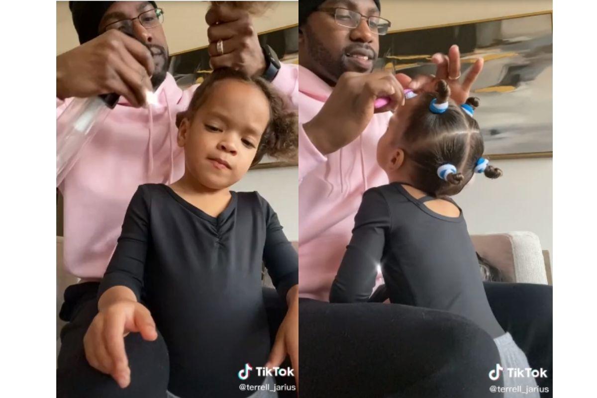 Pai chama a atenção da internet ao fazer penteado na filha em homenagem ao mês da história negra 